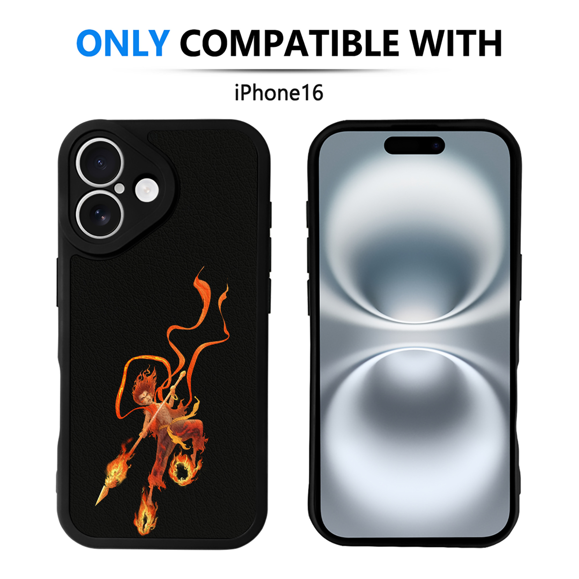 （画像用） Ne Zha 2 ナタ 魔童の大暴れ 【iPhone 16シリーズ対応】シリコンスマホケース（レザー調） 材質：シリコン